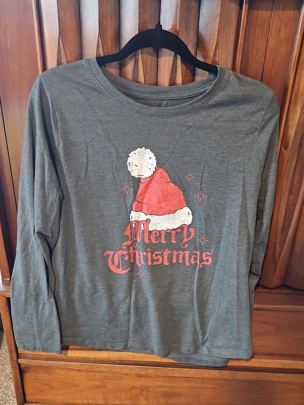 Merry Christmas Long-Sleeve Tee - Gray & Red